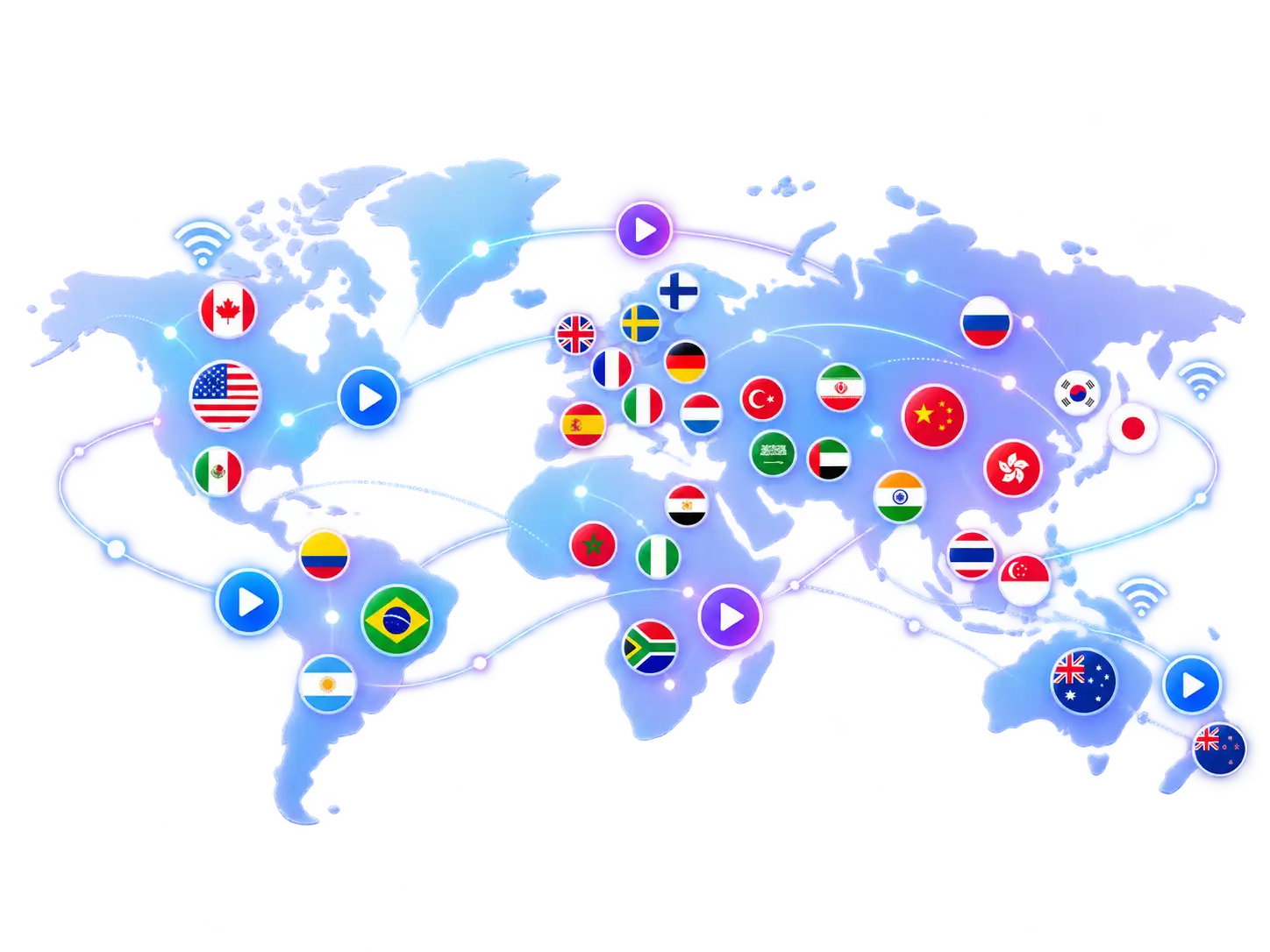 IPTV channels worldwide network coverage map for Garox TV streaming