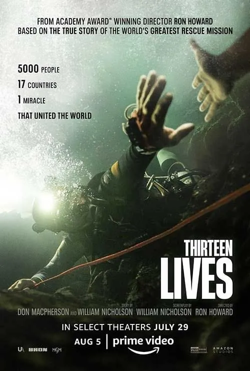 Thirteen Lives biographical survival movie poster on Garox TV
